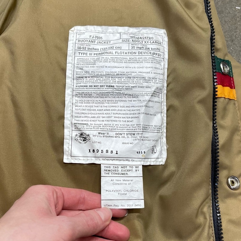 Vintage Bass Pro Shops Stearns Jacket XXL Tan Stripe Outdoor USA - Picture 7 of 10